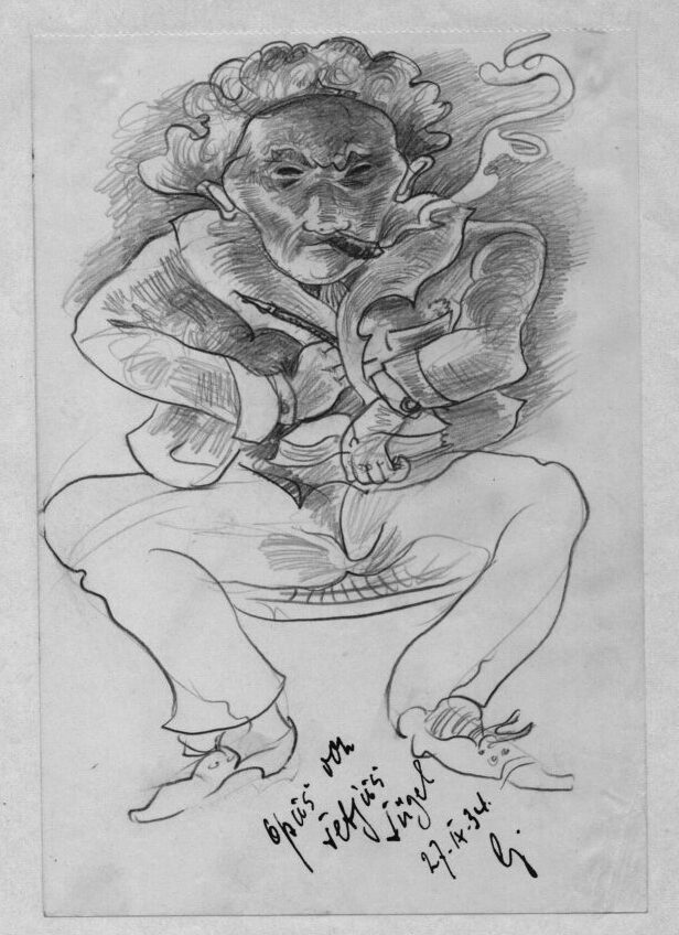 Carl ALbert Lange rauchend von Otto Tetjus Tügel gemalt.